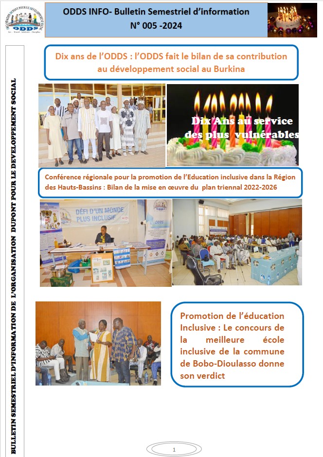 La une du Bulletin n°005 de l'ODDS